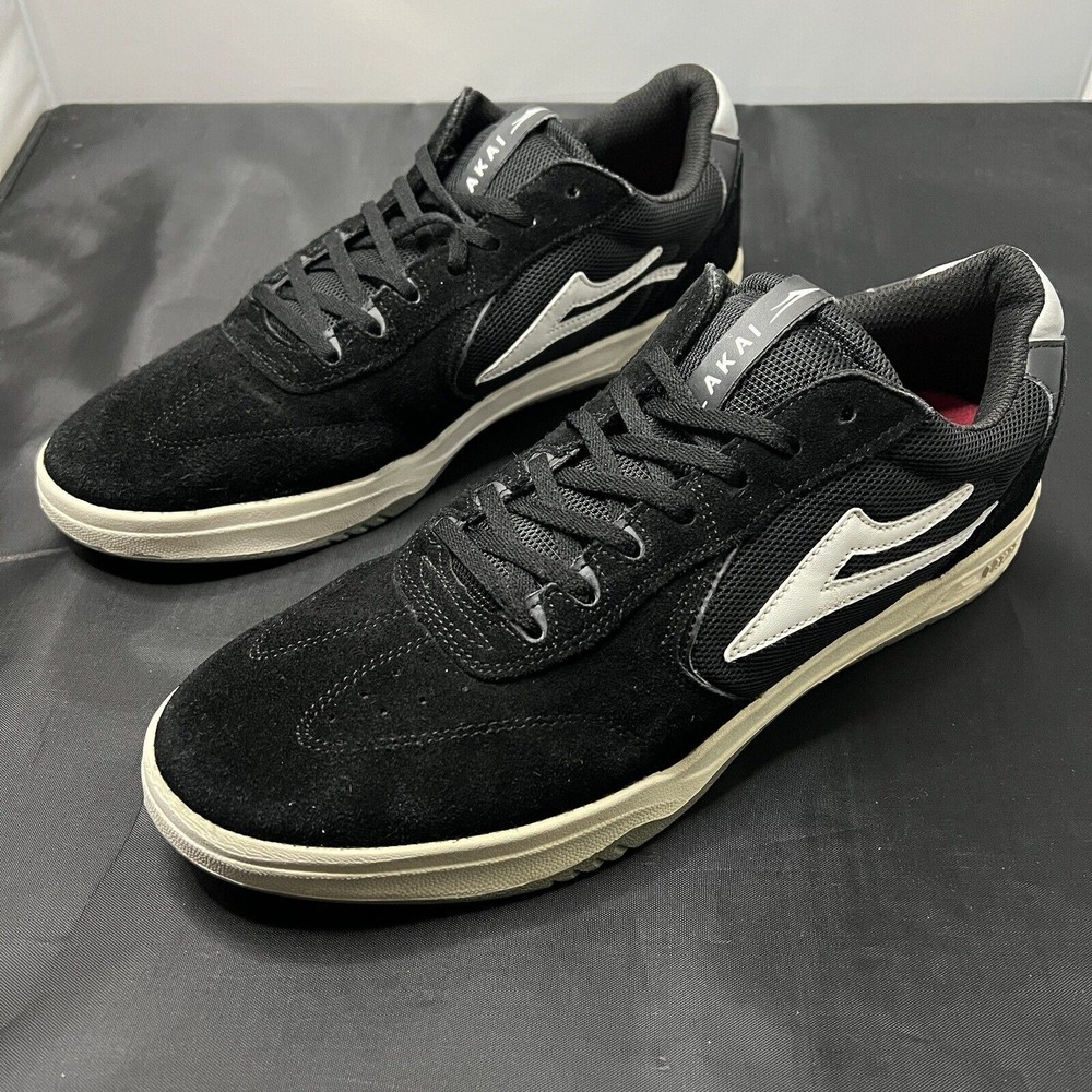 Lakai Atlantic Skateboard Skate Shoe Black White Suede Men’s Size 13
